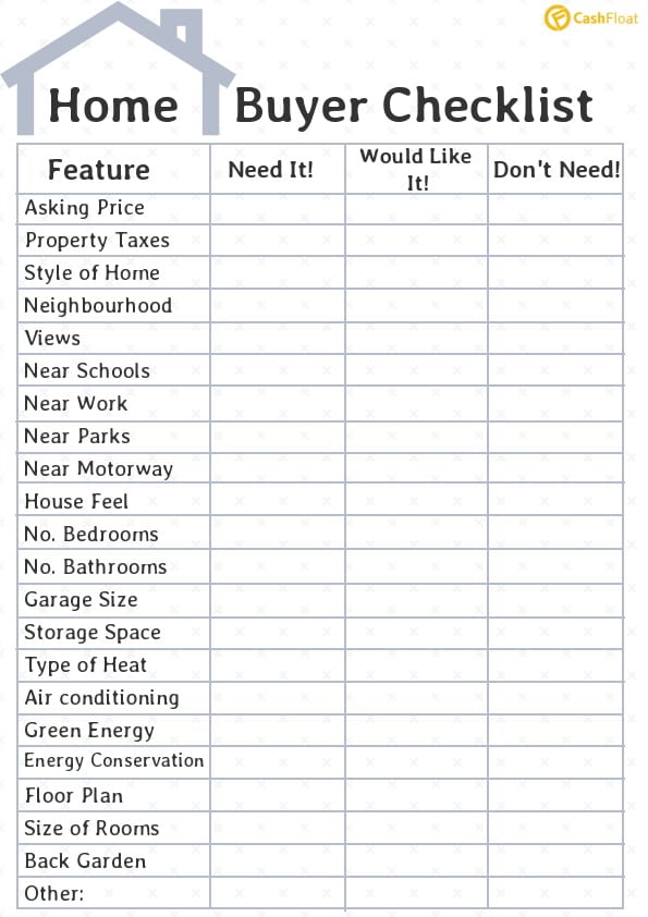 Home buyer checklist from cashfloat
