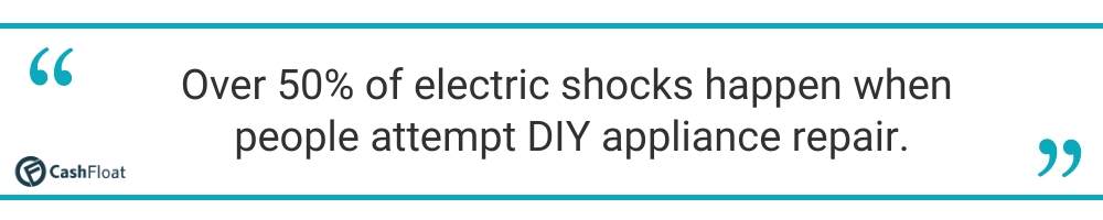 Over 50% of electric shocks happen when people attempt DIY appliance repair. Cashfloat